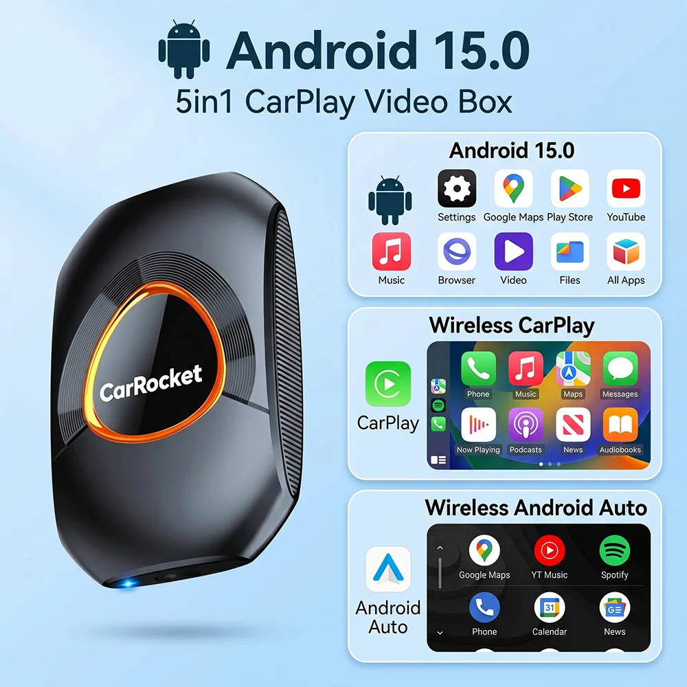 CarRocket Wireless CarPlay AI Box For Factory Wired CarPlay Cars