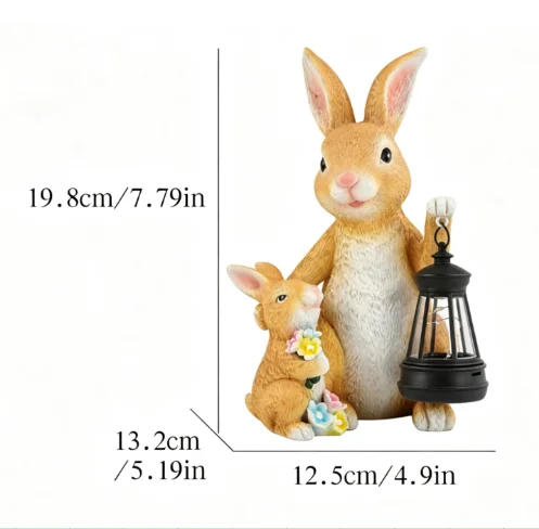 Waterproof LED Solar Hanging Light Resin Rabbit Group Figurine Ornament For Garden Patio Yard Balcony Lawn Outdoor Home Decor