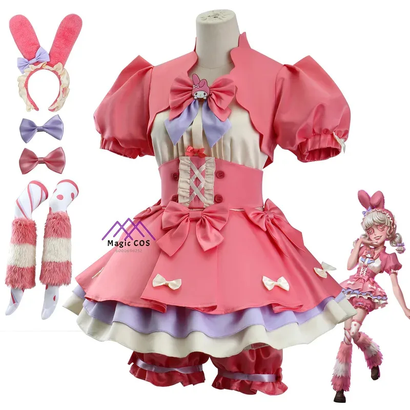 

Identity V Lily Barrier Cosplay Cheerleader Costume Pink Dress Uniform Wig Anime Role Play Outfit for Women Halloween Party Live