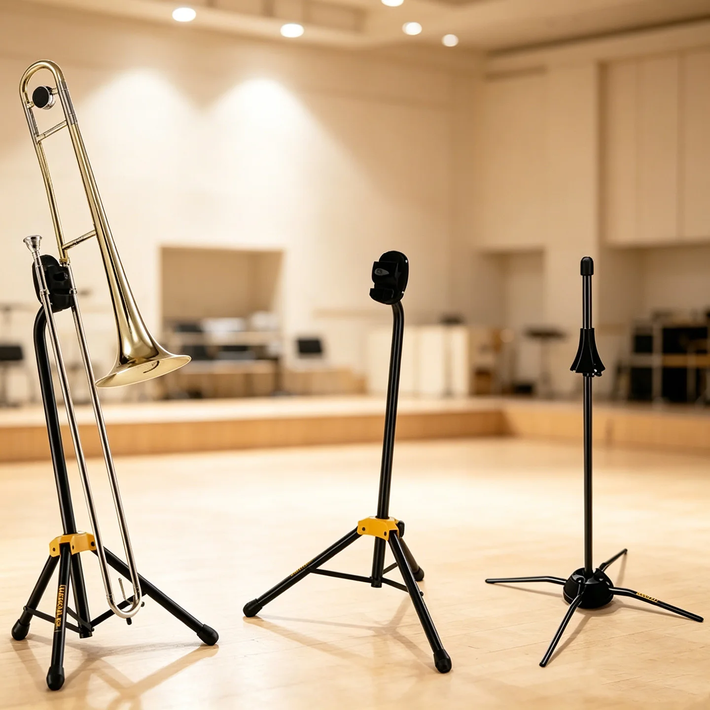 Hercules DS520 DS420 Trombone Stand, Foldable Adjustable Trombone Holder Stable Brass Instrument Stand for Home Stage Gig
