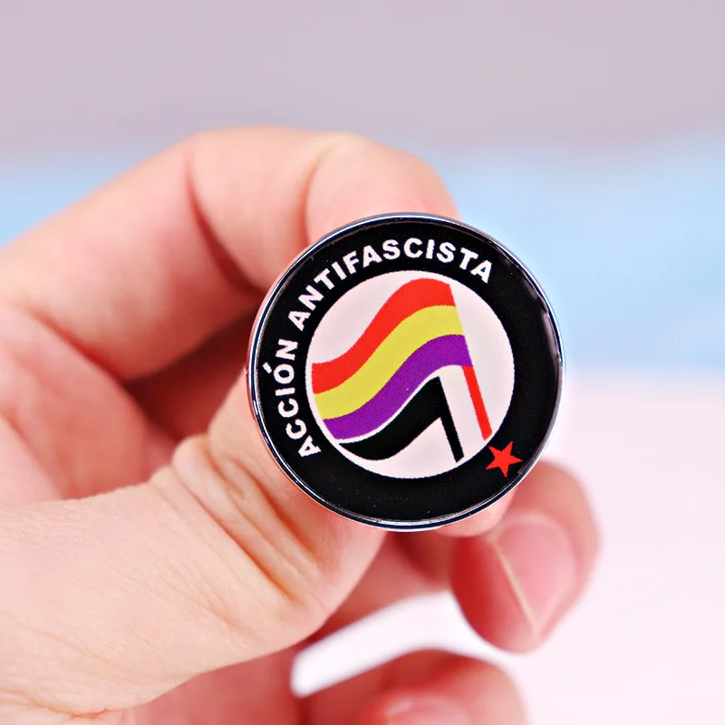 Antifa Action República Española Bandera Tricolore Arte Insignia Esmalte Pin Joyería