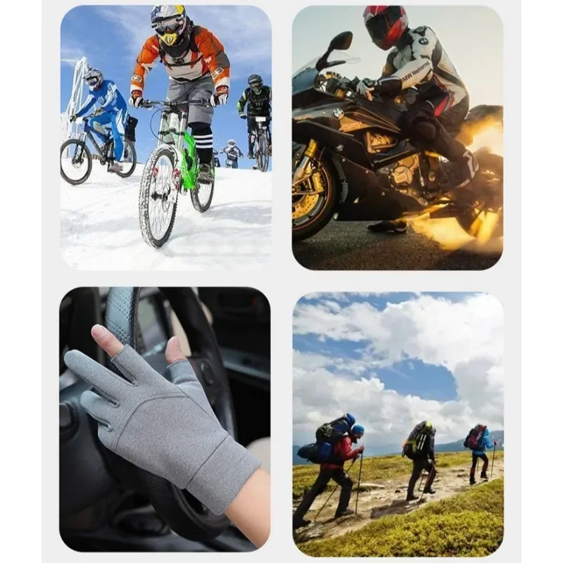 Winter Waterproof Cycling Men Gloves Outdoor Sports Ski Running Motorcycle Touch Screen Fleece Gloves Non-Slip Warm Full Fingers