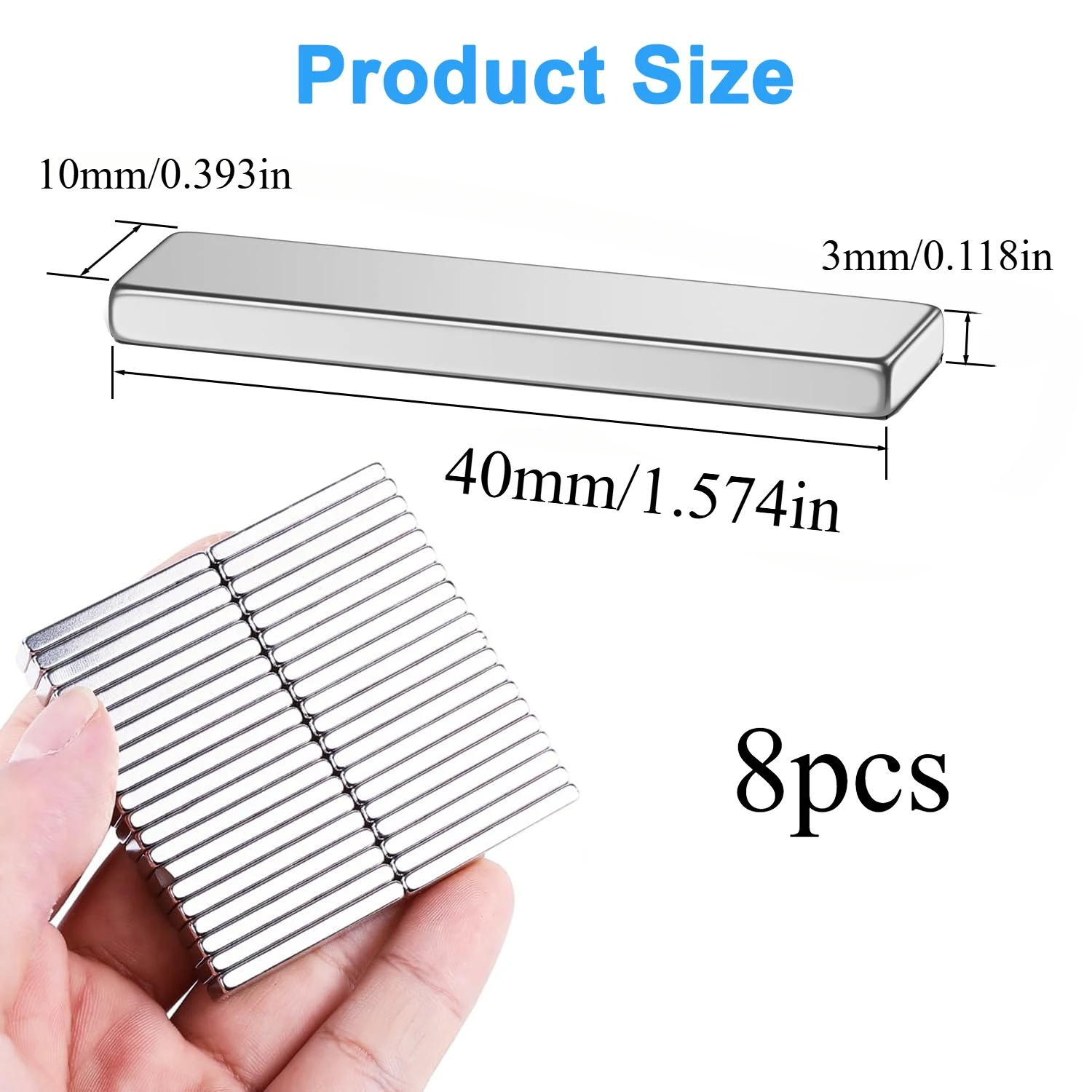 Mehrteiliges Set mit 50x10x3/40x10x3mm Rechteckigen Magneten, Geeignet für Fotowände, Büros, Werkzeugaufbewahrung, Garagen – Detail 2