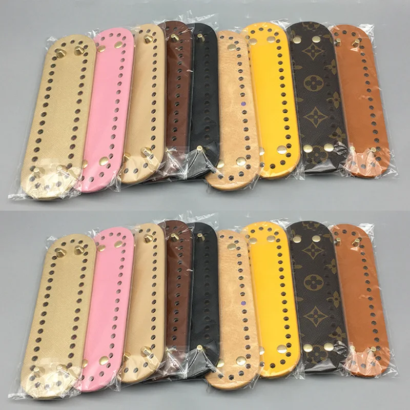 18*5cm Oval Long Bottom For Knitted Bag Pu Leather Bag Accessories Handmade Bottom With 38 Holes Diy Crochet Bag Bottom