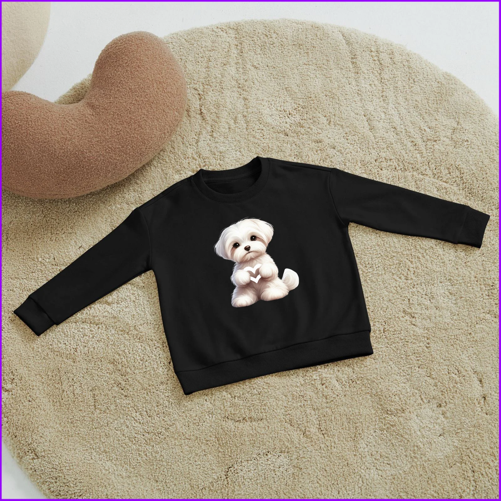 Maltese Cartoon Cute Dog Giving Heart Animal Sja596 Kids Boys Girls Hoodies Sweatshirts Outerwear Sweaters Winter Teenagers Tees