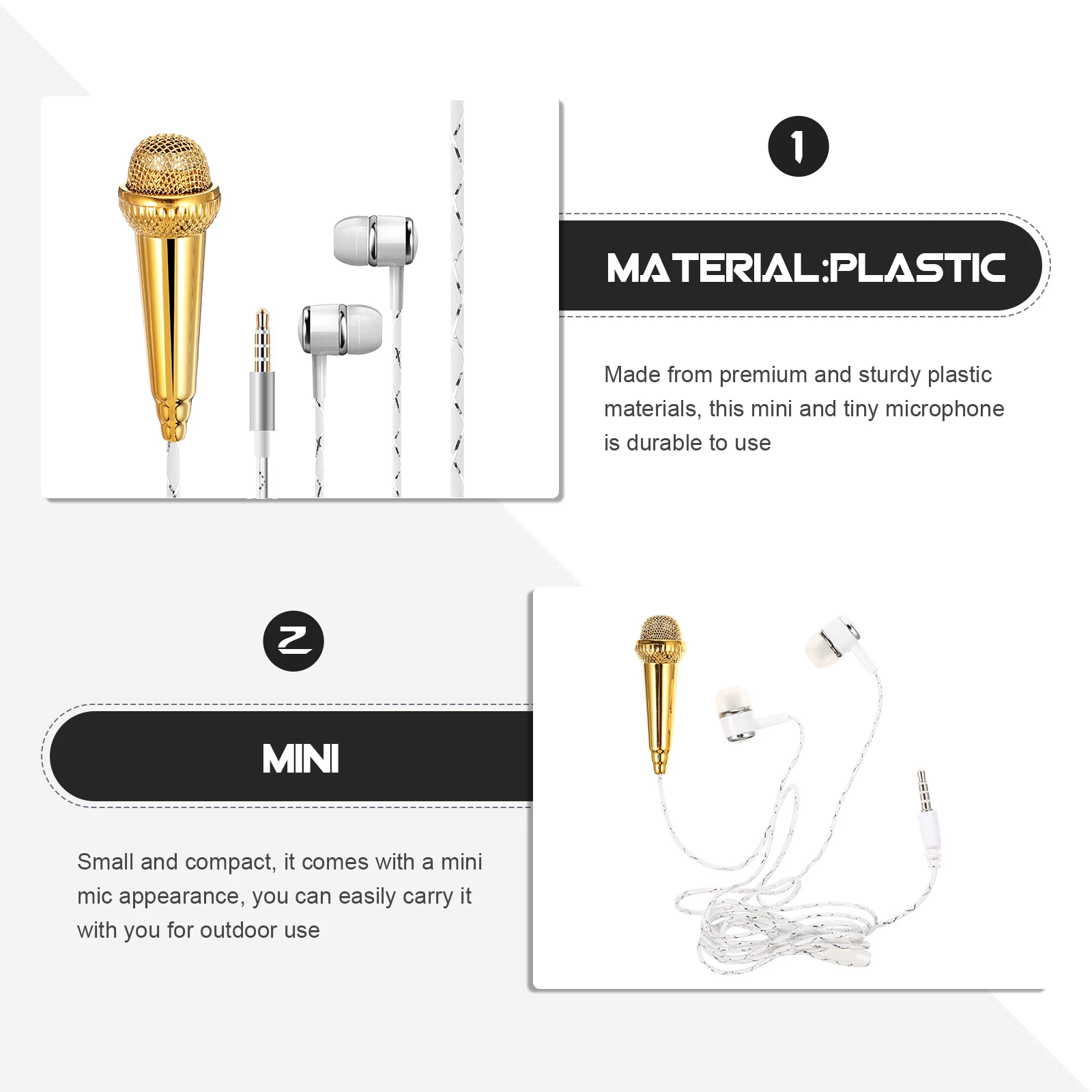 

Small Microphone with Cord Mini Miniature Microphones for Singing Plastic Little Mics