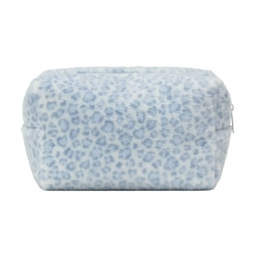 

Durable Fuzzy Makeup Bag Leopard Print Large Capacity Toiletry Organizer Portable Cosmetic Bag Girls