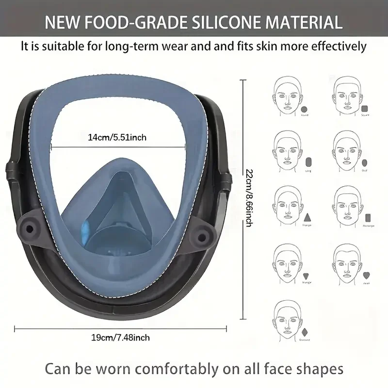 6800 Full Protective Mask - Reusable industrial paint and spray with anti-fog protection, formaldehyde filtration and safe work