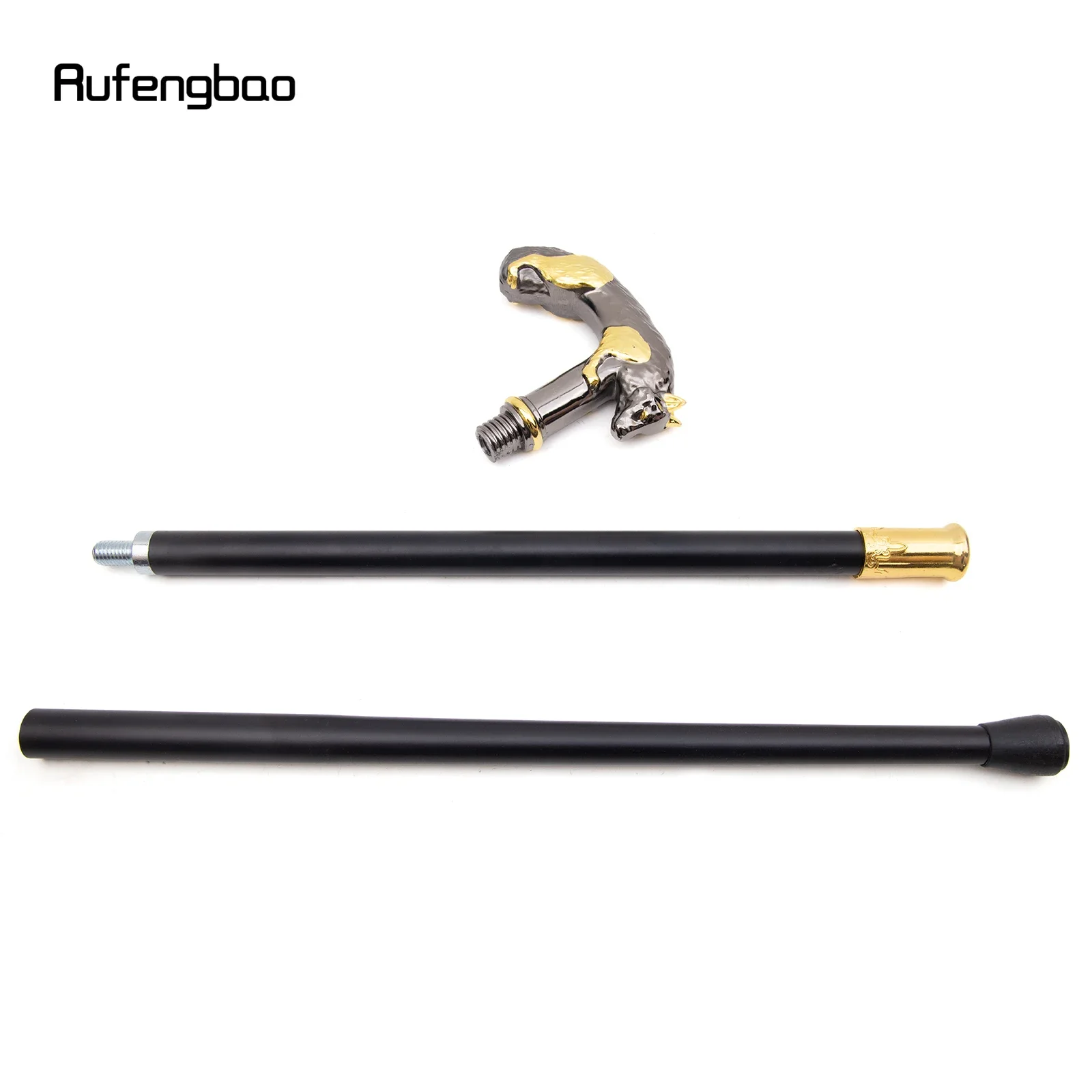 Golden Black Wolf Walking Cane แฟชั่นตกแต่งเดิน Stick สุภาพบุรุษ Elegant คอสเพลย์ Cane KNOB Crosier 90 ซม