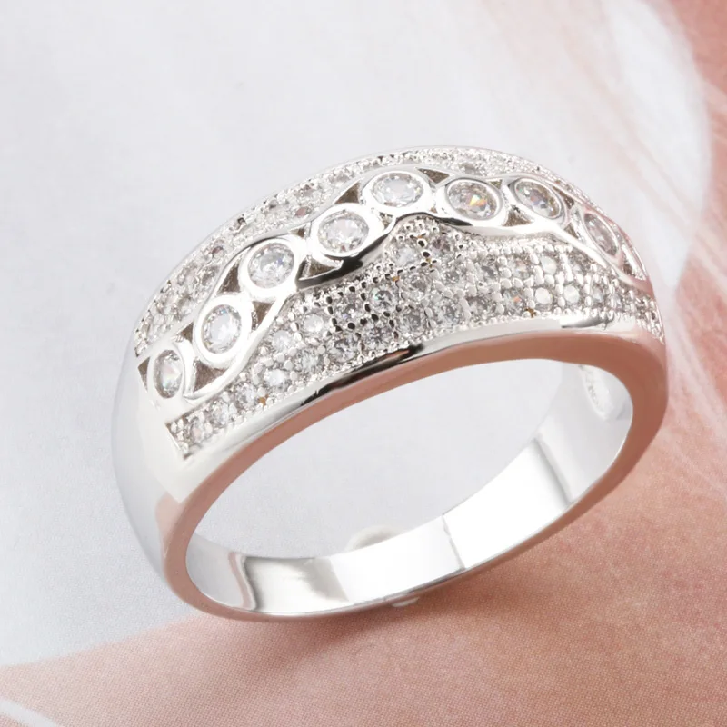 

Buyee 925 Sterling Silver Fashion Female Ring White Zircon Ring Finger for Women Classic Wedding Fine Jewelry Circle Gift