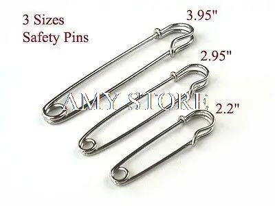2 sets(6pcs) Large Safety Pin,3 Size Kilt/Skirt Pin,Silver Color,3.95/2.95/2.2
