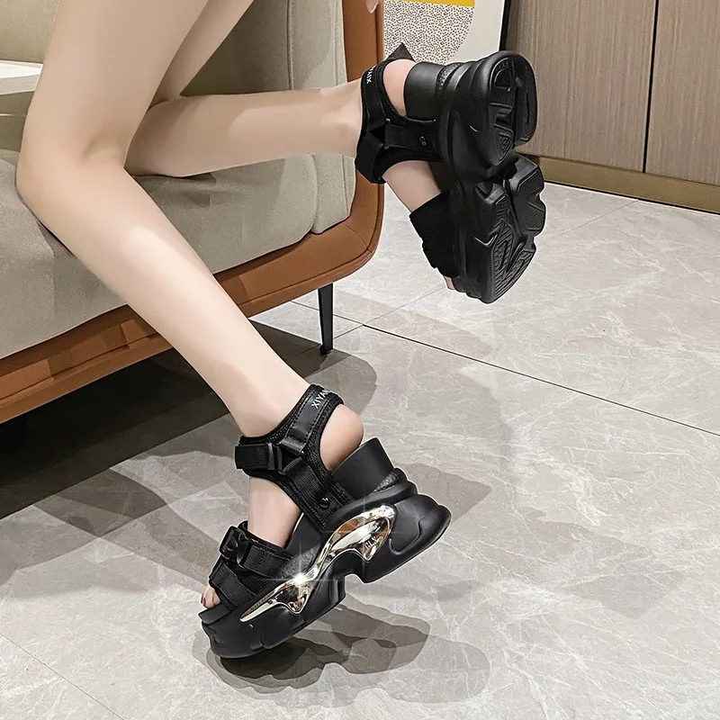 10CM New Summer Wedges Sandals Ladies Beach Slippers High Heel Sandals Women Casual Shoes Platform Chunky Shoes Sandalias Mujer