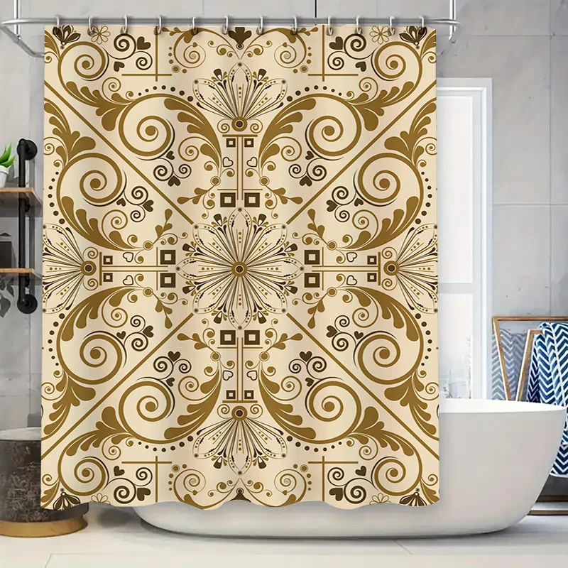 

Яркая занавеска для душа в ссточном сценде идеально подходит для добавления спокойствия к вашей ванне