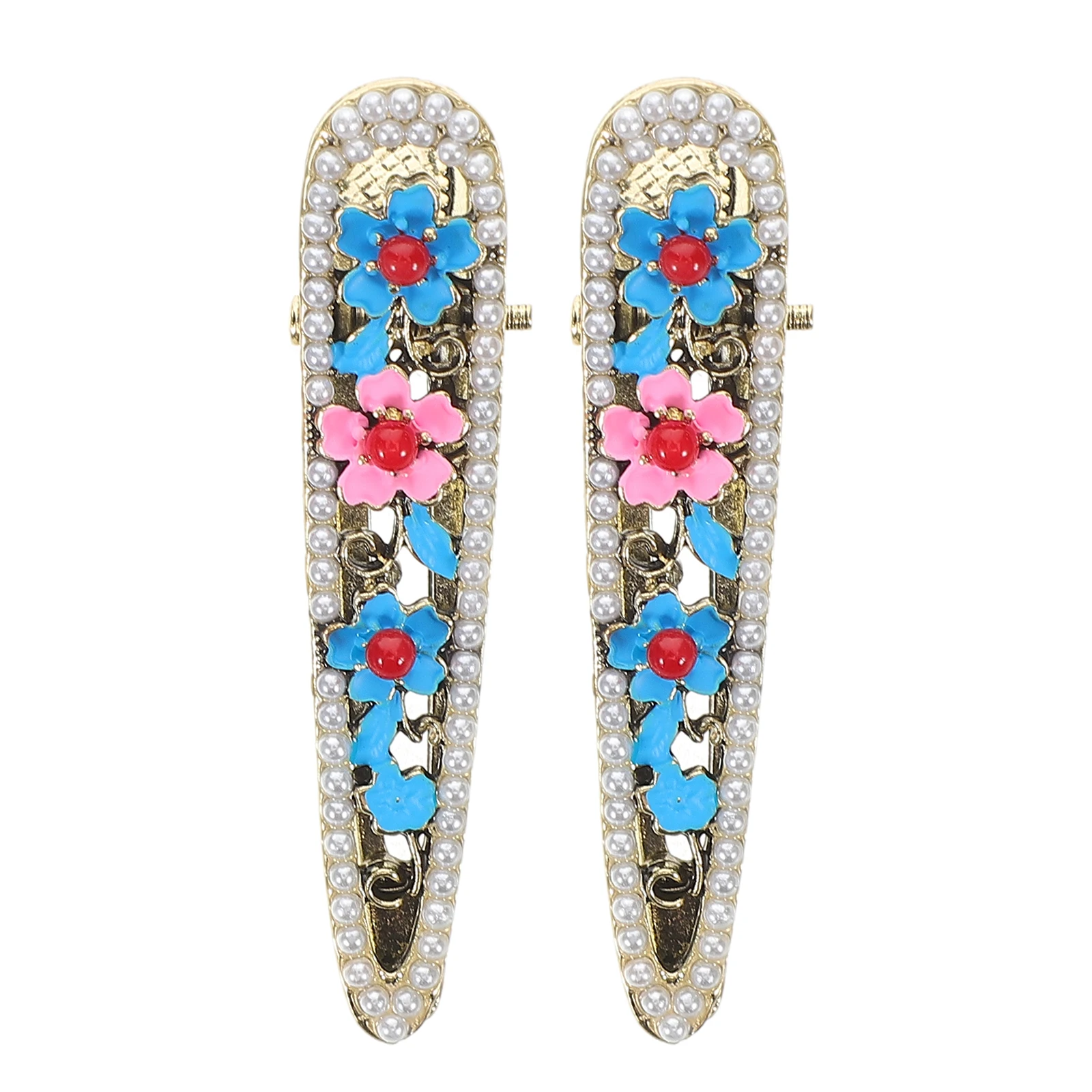 

2pcs Chinese Style Hair Clips: Mini Metal Flower Hairpin With Zinc Alloy Elegant Traditional Design For Women Asian Hair