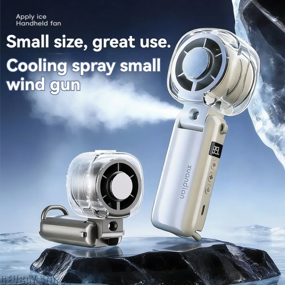 Novo Mini Arrefecedor de Ar Turbo de Alta Velocidade 2026, Ventilador Portátil de Mão com Spray e Resfriamento por Semicondutor para Escritório