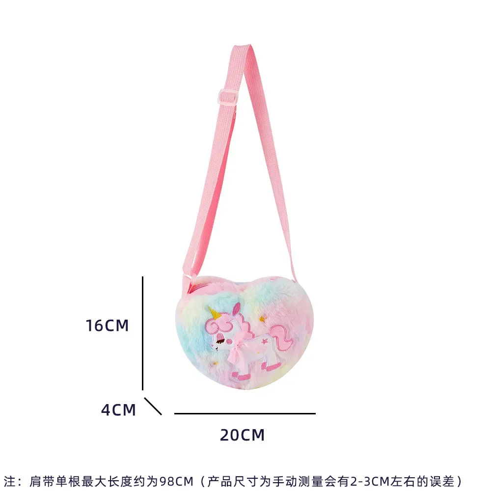 Love Unicorn Crossbody Bag for Girls Kids Cute Plush Shoulder Bag Children Cartoon Crossbody Bags Kawaii Coin Purse Coin Pouch