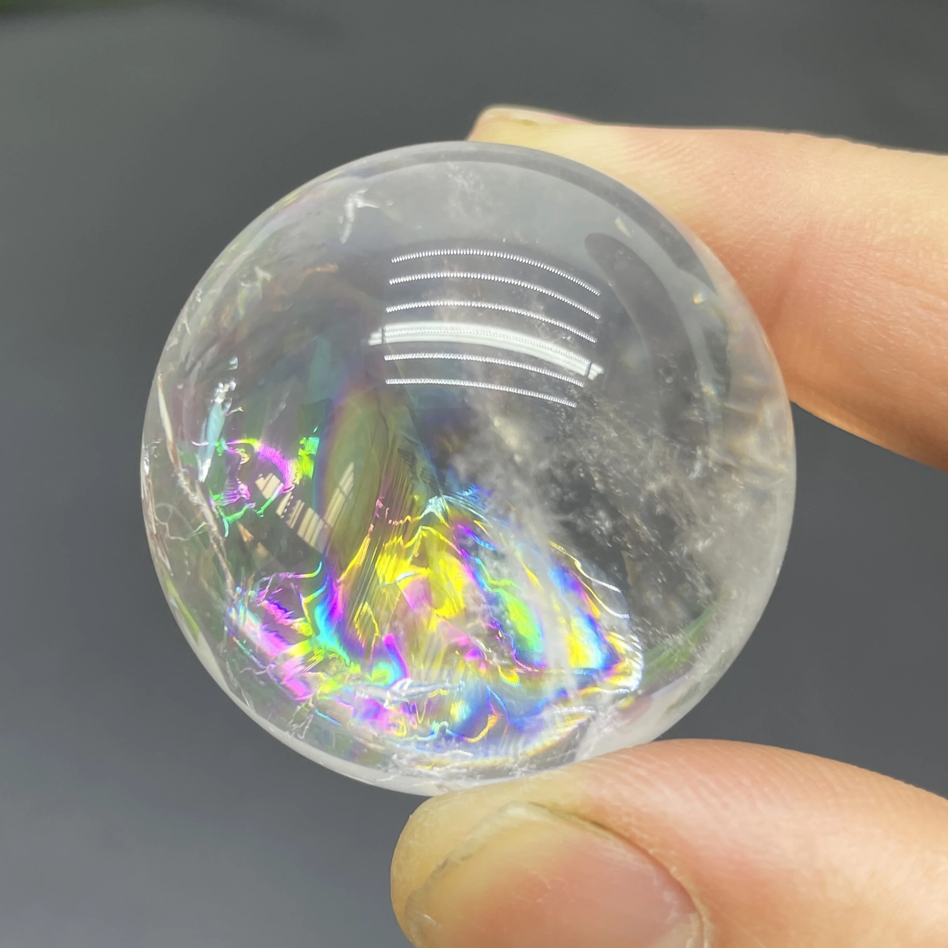 Natural Clear Quartz Rainbow Sphere Polished White Crystal Ball Gemstone Chakra Reiki Healing Stone Home Decor S1-35