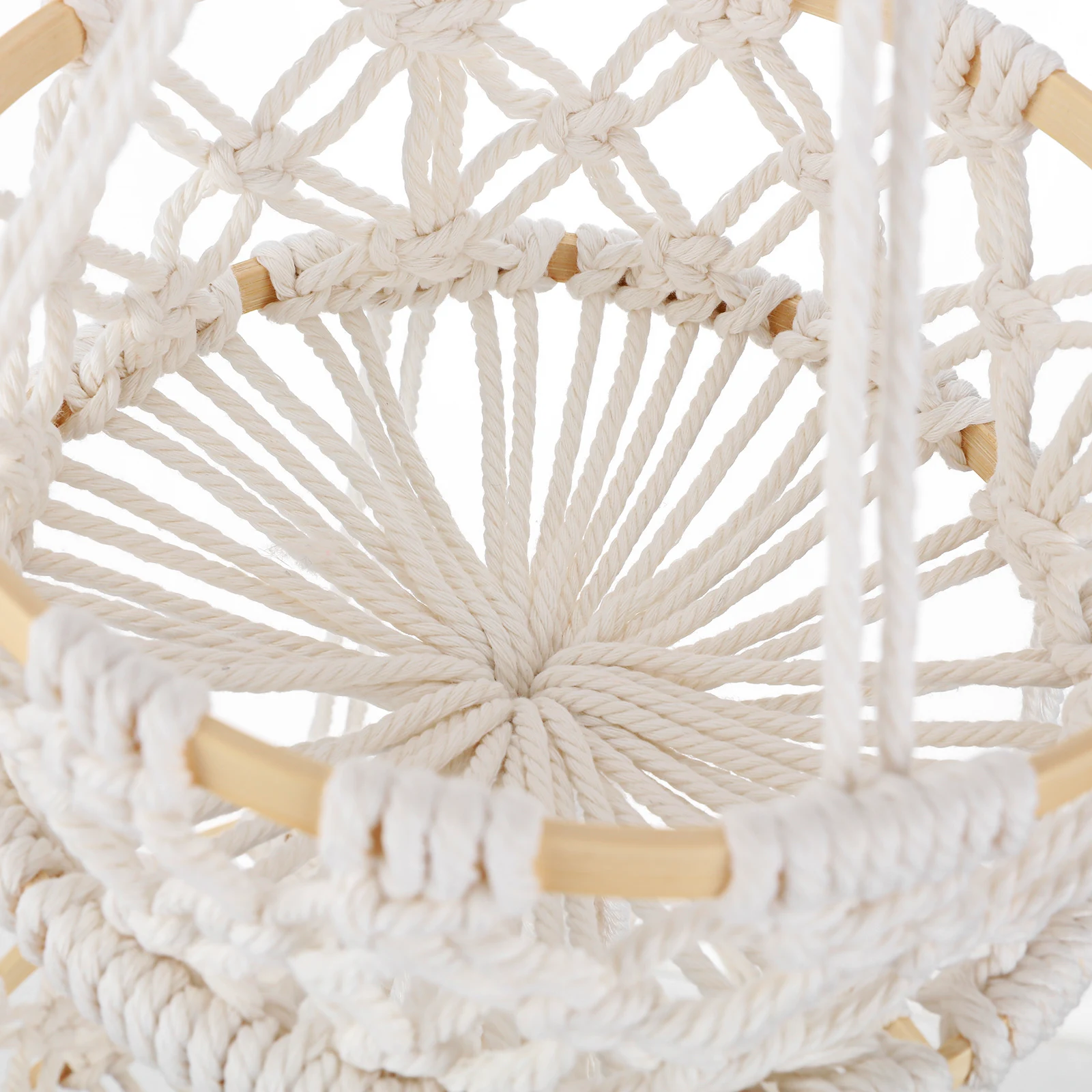 

1pc Cotton Rope Woven Hanging Storage Basket Double Layer Household Decorative Container Bedroom Saving Basket Beige
