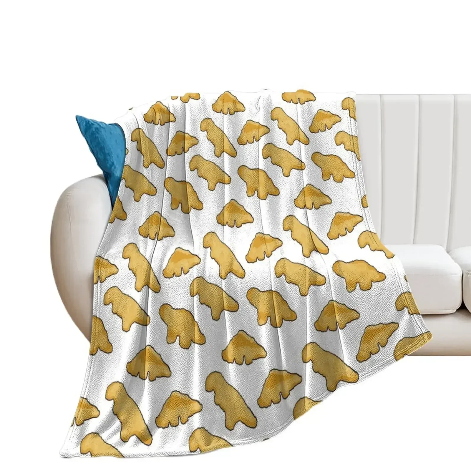 

Dino Chicken Nuggets Pattern Throw Blanket Plaid on the sofa Luxury Designer Camping Blankets