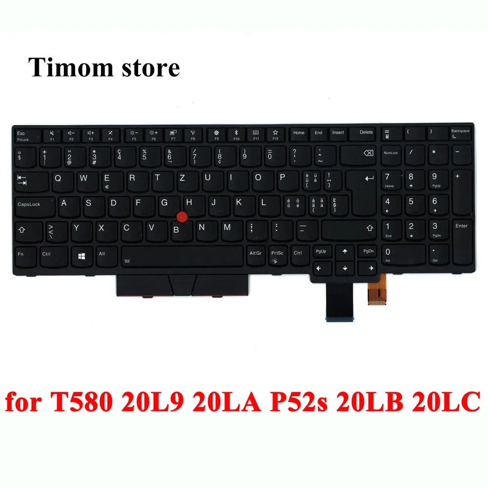 

01HX245 01HX285 for T580 20L9 20LA Lenovo ThinkPad P52s 20LB 20LC Original Laptop Keyboard Swiss Black Backlit