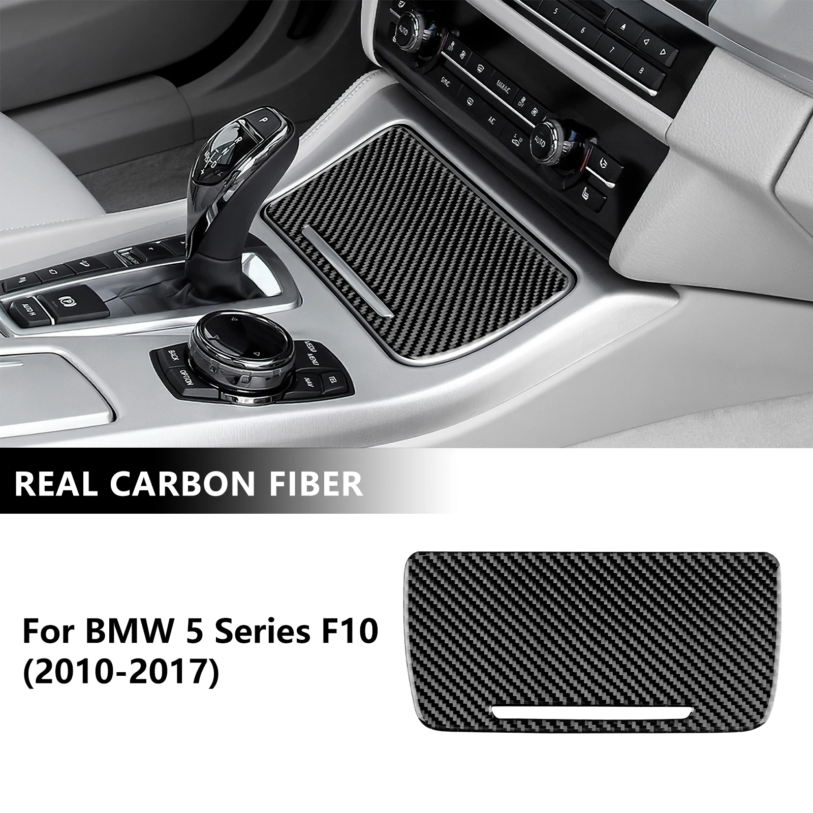 Auto Mittelkonsole Aufbewahrungsbox Panel Aufkleber für BMW 5er F10 2010 2011 2012 2013-2017 Innenverkleidung Echte Weiche Kohlefaser