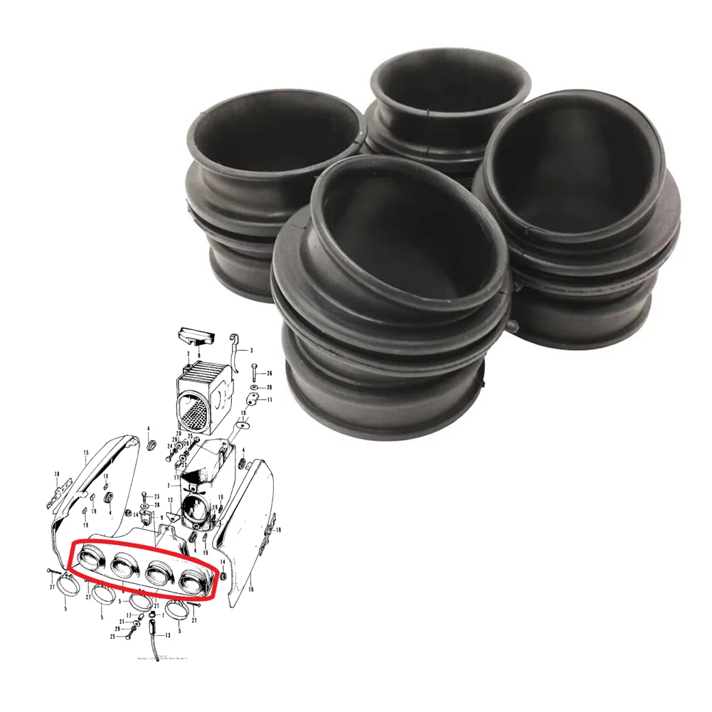 4 PCS Motorcycle Carburetor Interface Intake Airbox Adapter Joint Boots Set For Honda CB500K CB550K CB550F 1975 1976 1977
