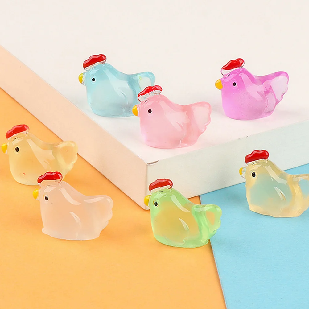 20 قطعة من حلي الدجاج الصغيرة المضيئة تتوهج في الراتنج الداكن زينة الدجاج الصغيرة للمنزل والمكتب والحديقة #3