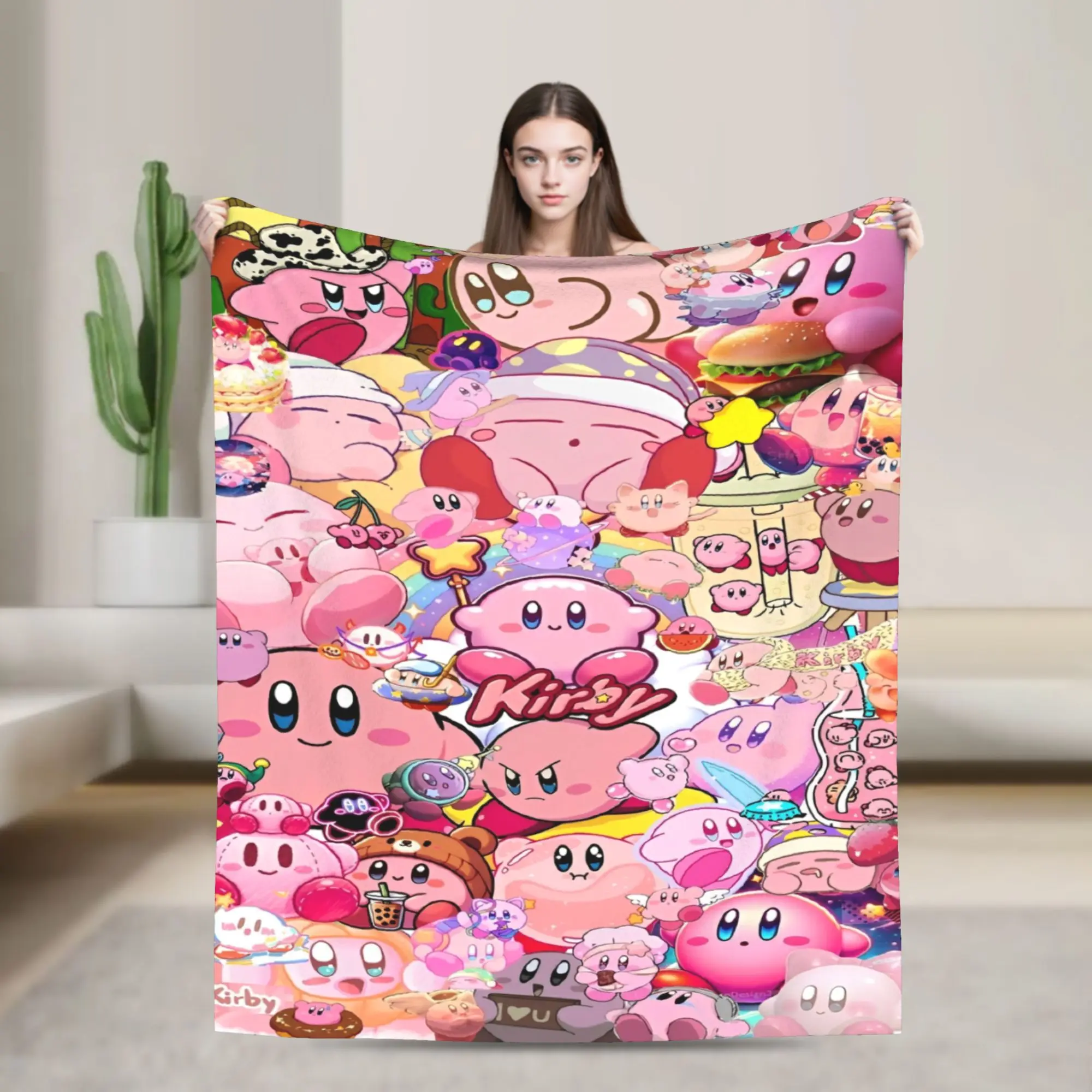 K-Kirbys Cartoon Stars Kawaii Blanket  Super Warm Plush Throw Blanket For Girls Boys Couch Chair Flannel Bedspread Bed Cover