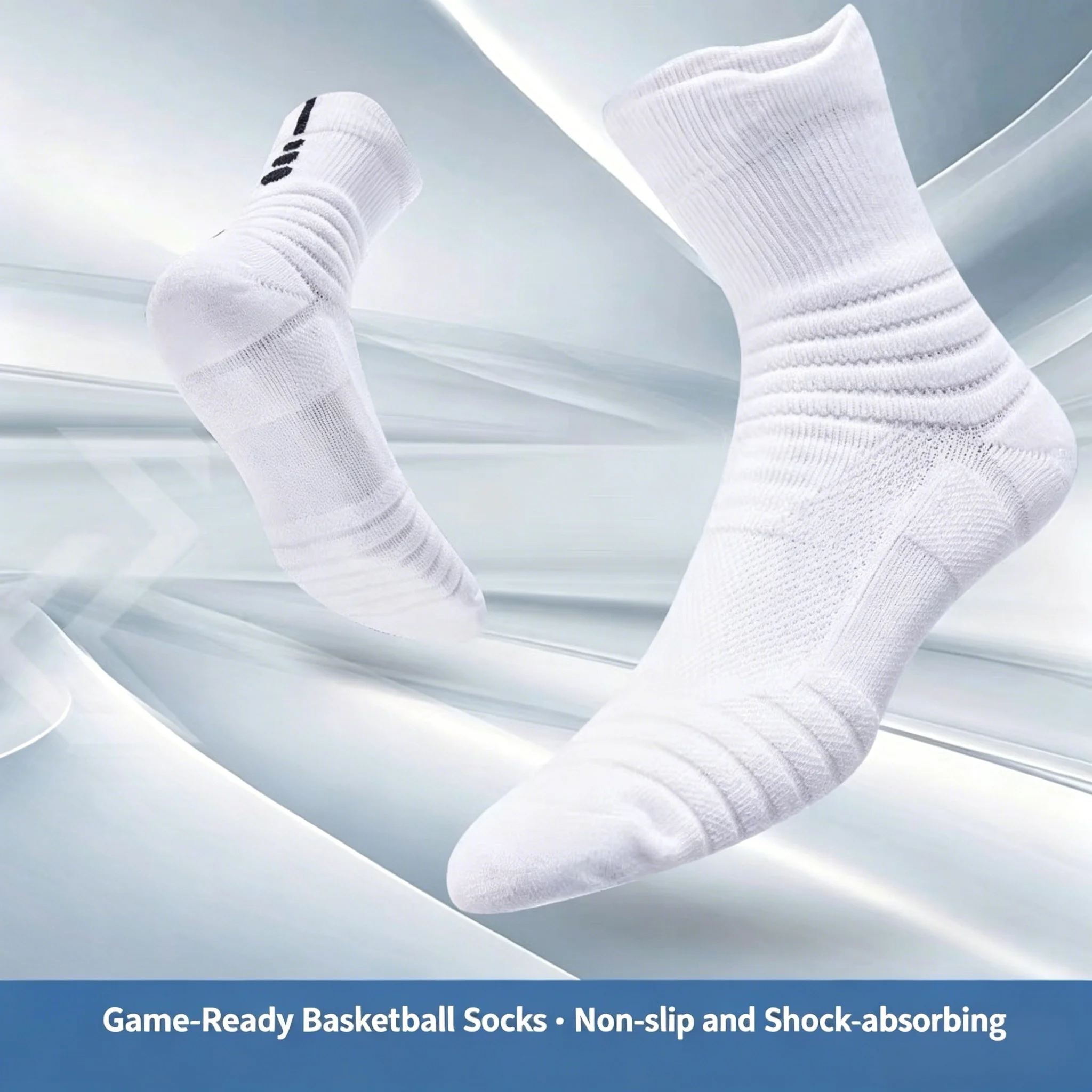 Men's Mid Tube Sports Socks, Badminton Running, Outdoor Socks, Woolen Socks, Sweat Absorbing and Anti Slip Basketball Socks