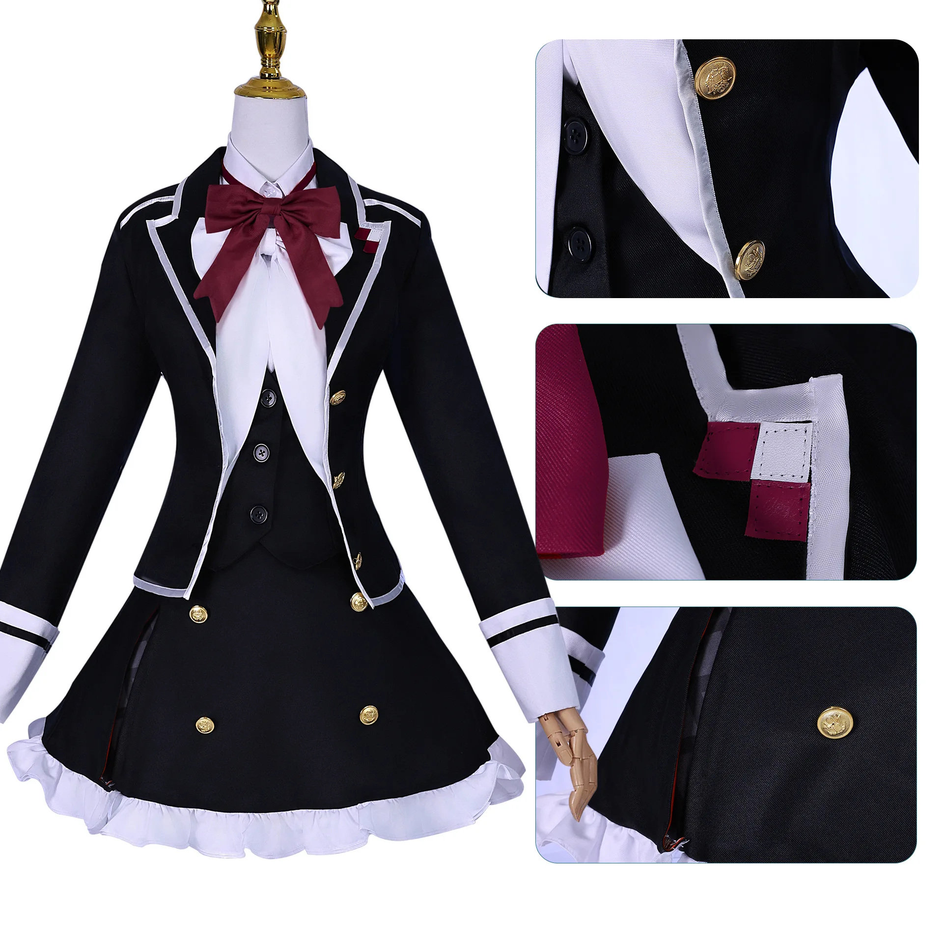 Komori Yui Cosplay Costume Game Diabolik Lovers School Uniform Dress Wig Full Set Uniform Halloween Carnival Clothing for Girls