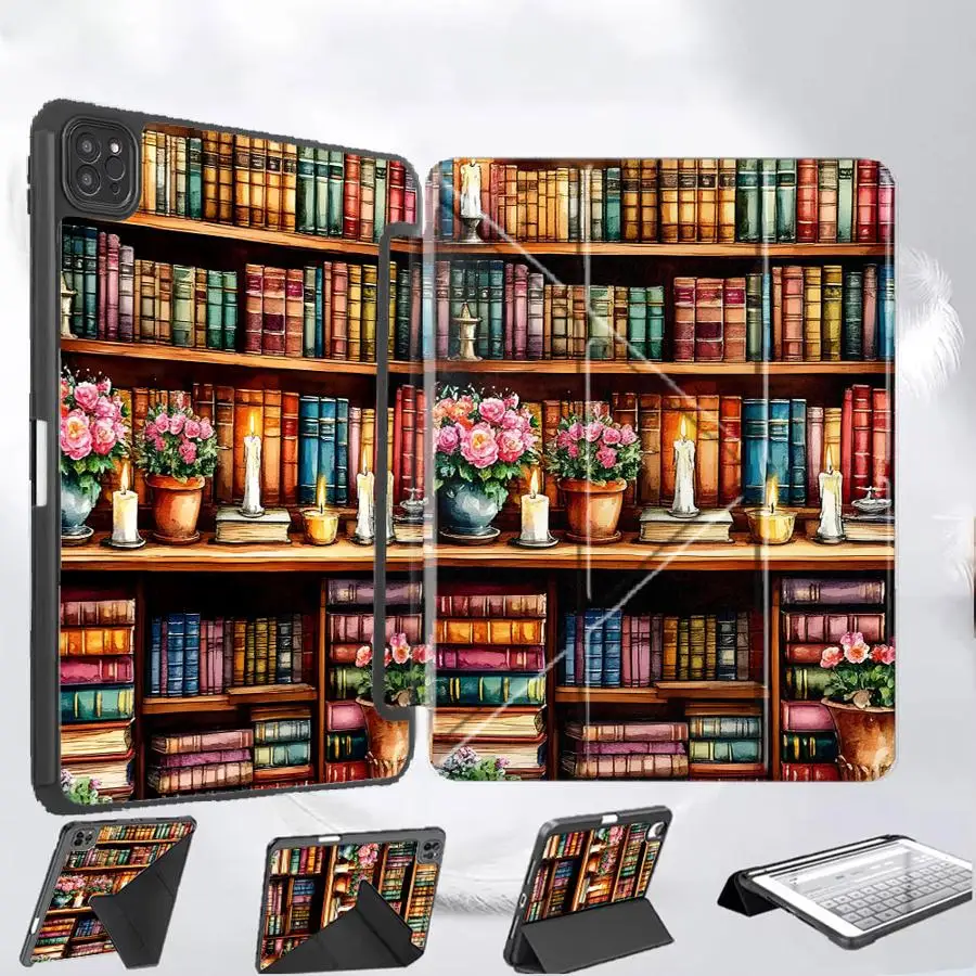 

Holder Cover Tablet Case For iPad Pro 11th 10th 9th 8th 7th 12.9inch Mini 6 7 Air 4 5 M3 M2 M4 11inch Pro 2025 Books And Flowers