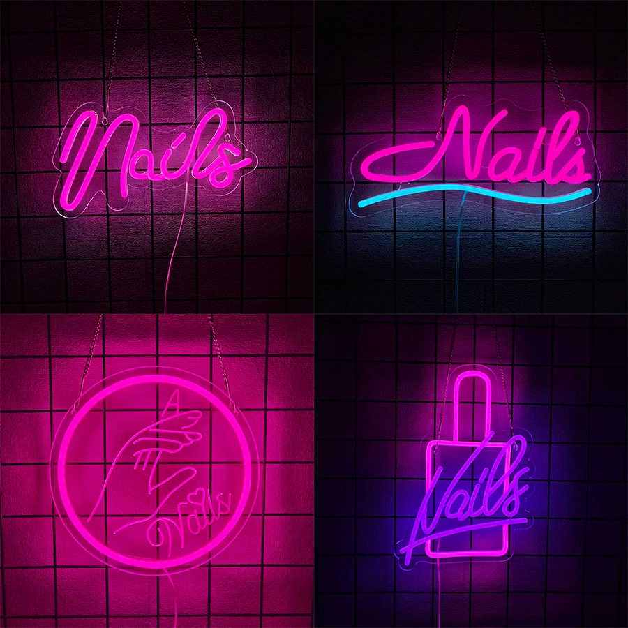 Nails Neon Sign, Nail Shop Led Light, Wall Decor Of Beauty Studio, Sign Of Beauty Room Reception Area, Spa And Dressing Room.