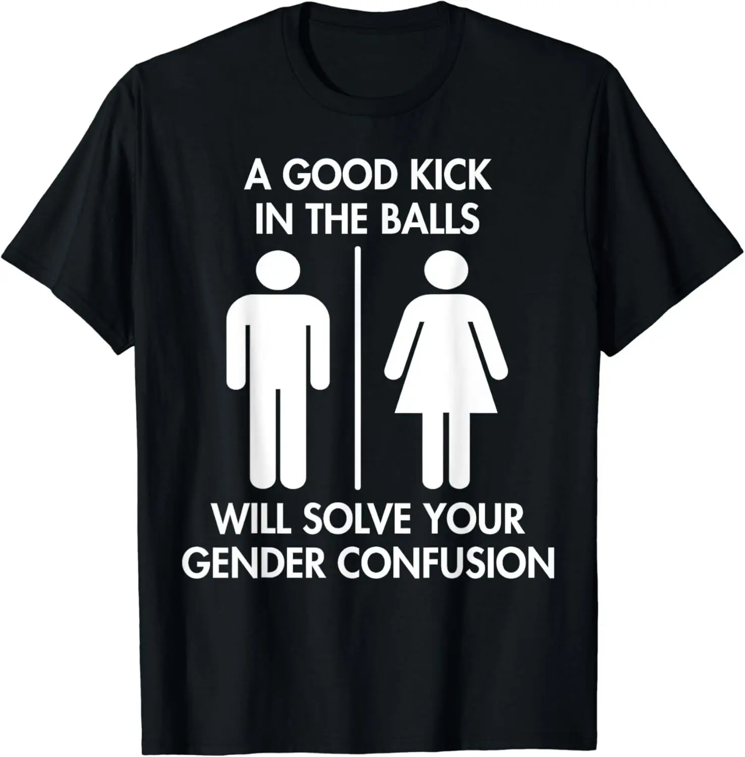 

NEW! A Good Kick In Balls Will Solve Your Gender Confusion T-Shirt - MADE IN USA