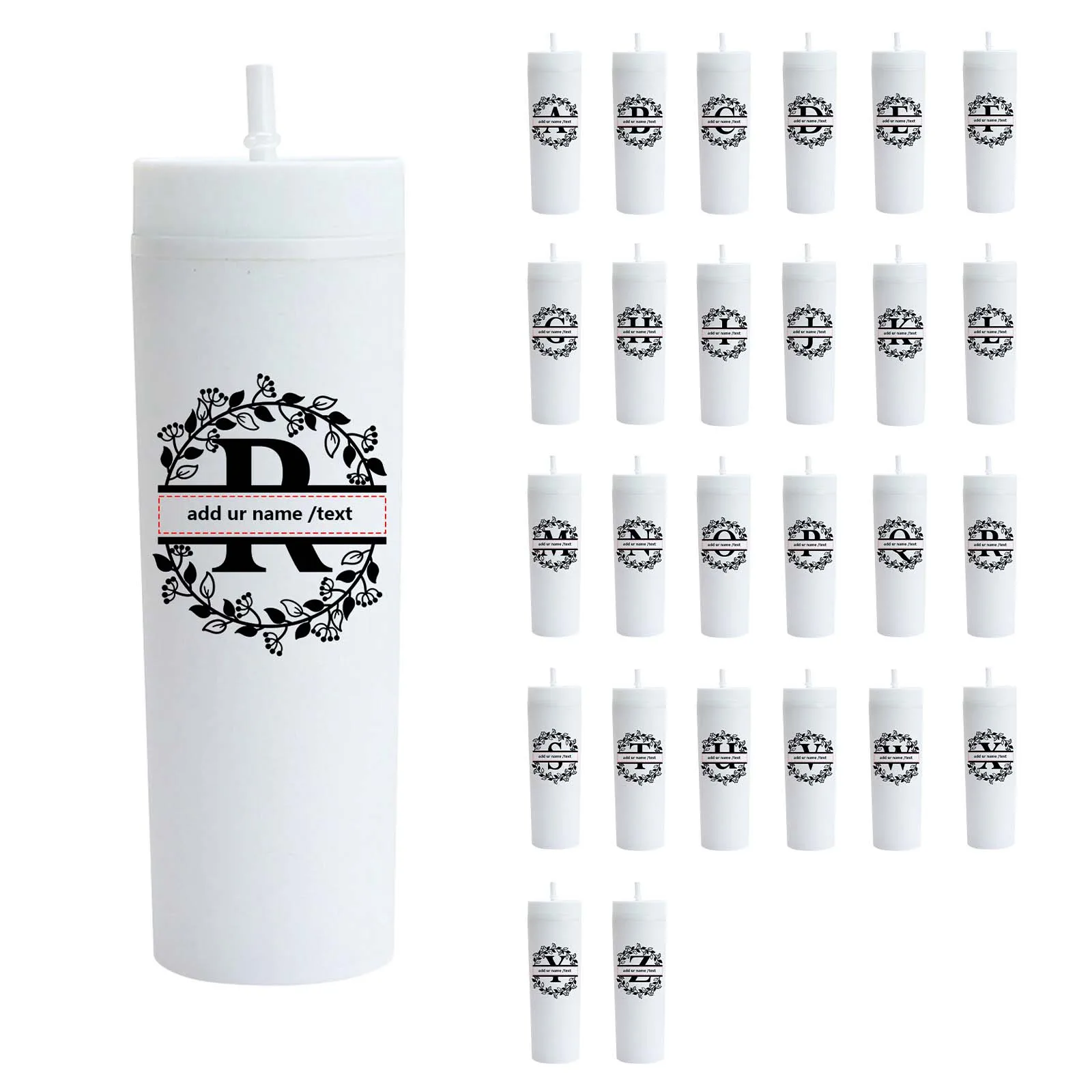 

20oz Personalized Custom name Festive Tumblers with Straw Lid Skinny Straight Drink Coffee Cups 1Pc Birthday Gift Holiday Favor
