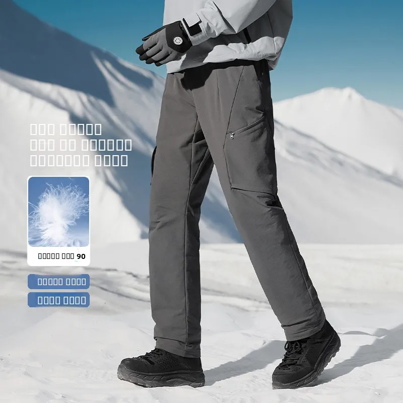 

Гарантия тепла! Мужские зимние рабочие брюки с 90% пуховым наполнителем, 3D-крой, многокарманные, модные городские, прямого кроя