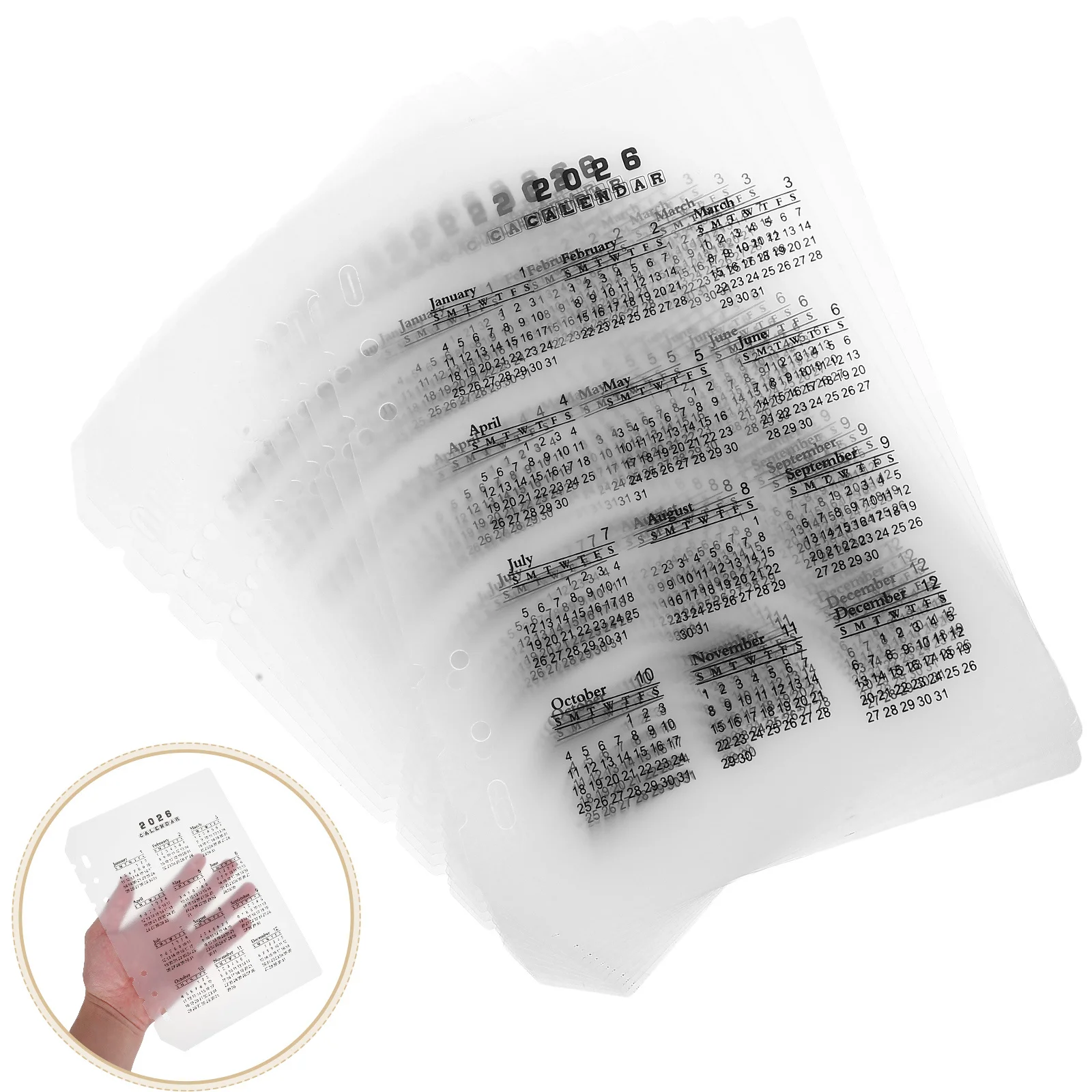

12pcs A5 Calendar Dividers 2026 Transparent Binder Dividers Detachable File Separator Plastic Page Divider For Household Office