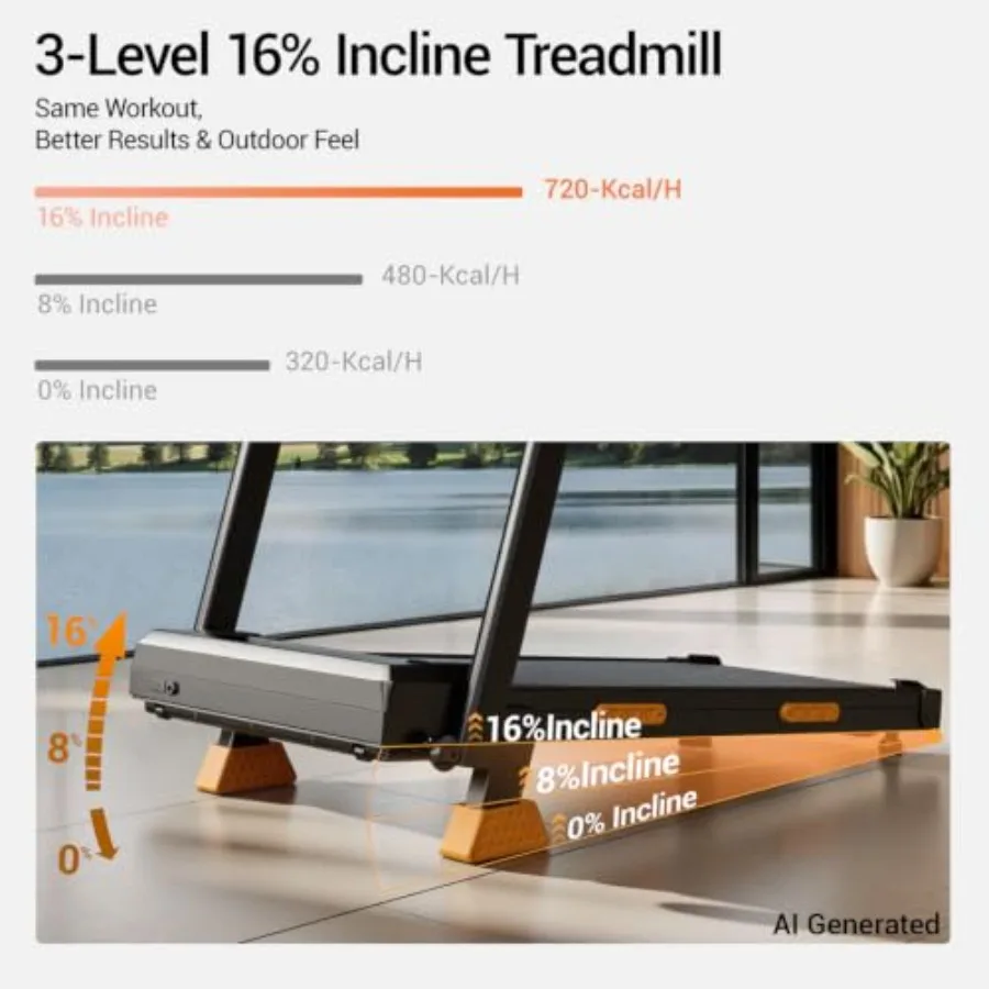 Home use treadmill with steel frame, black color, foldable design and 12 preset programs for versatile indoor workouts