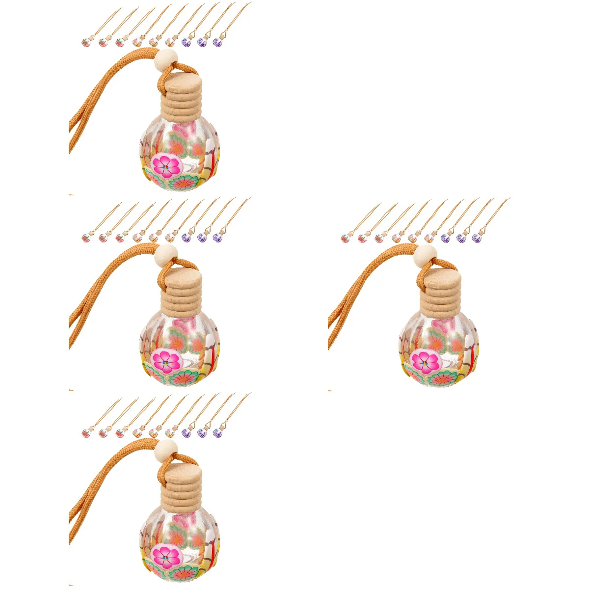 

4 PCS Car Aromatherapy Bottle Hanging Perfume Pendant for Diffuser Essential Oil Clay Air Bottles Freshener