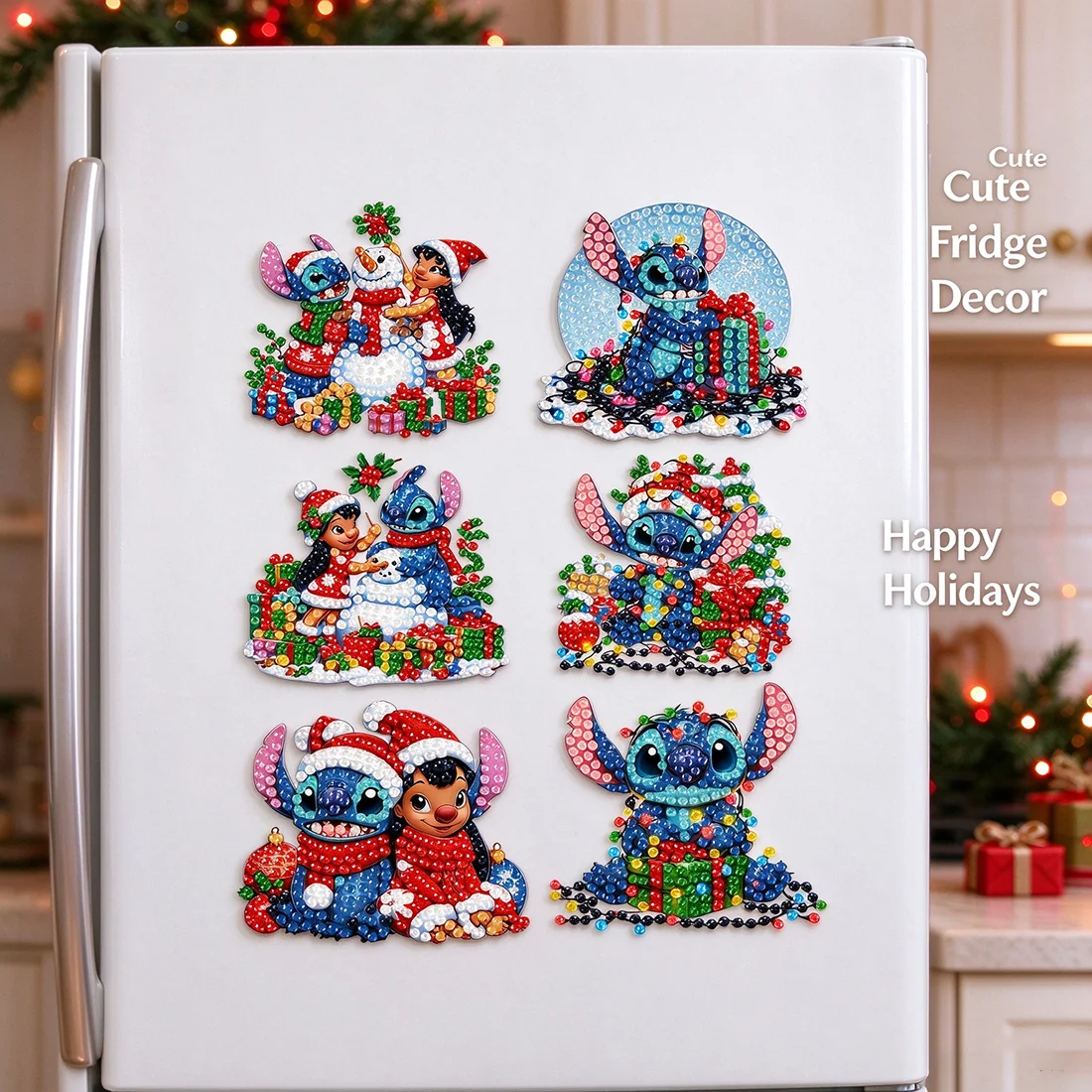 Blue Alien Diamond Art DIY Painting Magnet - Cartoon Refrigerator & Home Decor Ideal for Notebook Decoration