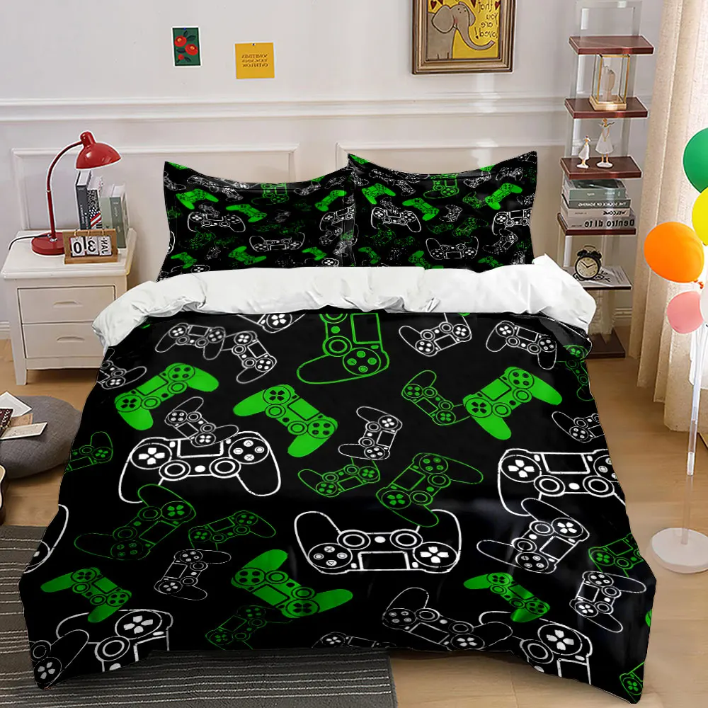 3pcs Game Controller Pattern Design Duvet Cover Set with 3D Printing Design Soft Polyester Bedding Set All-Season Comfort