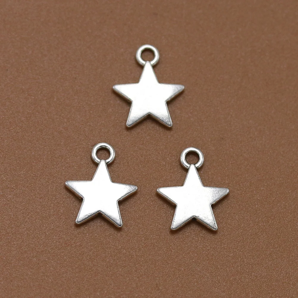 

100Pcs Alloy Pentagram Star Charm Pendants Silver for Necklace Bracelet Jewelry Making DIY Craft Accessories