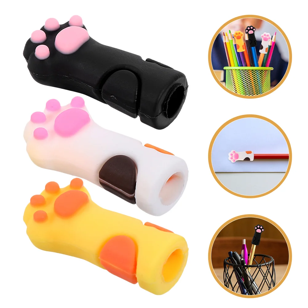 9 Pcs Cat Paw Pen Cap Pencil Tip Covers Protective Toppers Pencils Case Protector Silica Gel Silicone Pupils Lead