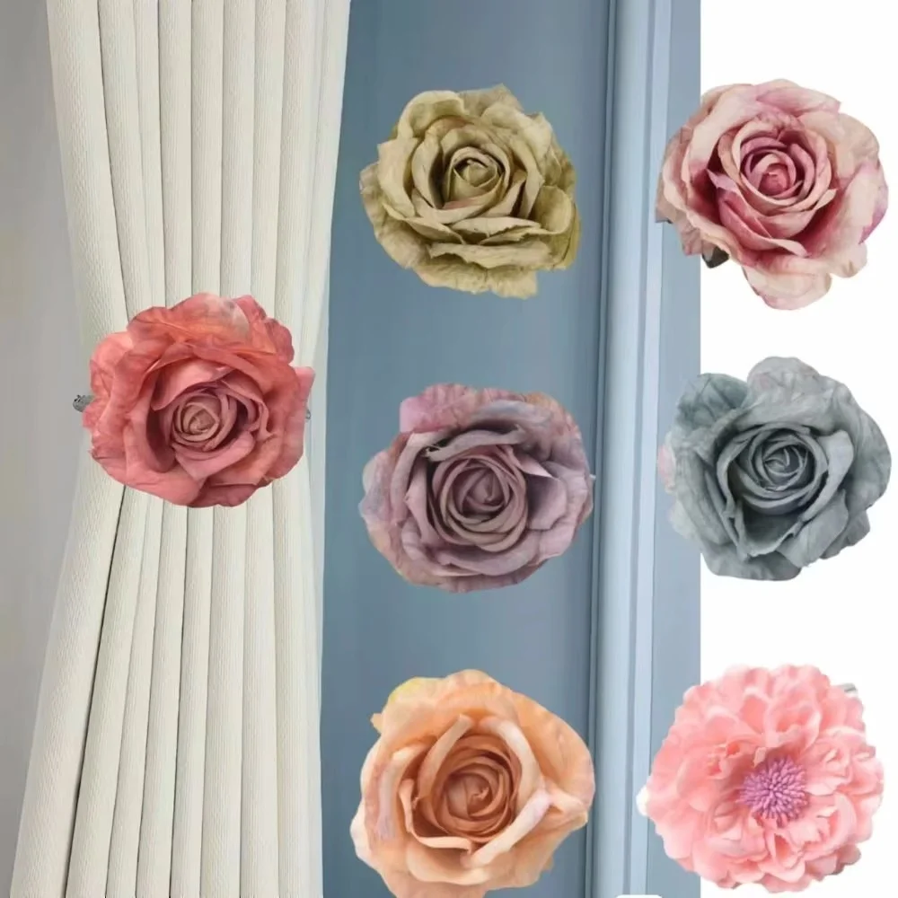 2pcs Rose Curtain Clips Fashion Flower Tight Window Curtain Buckles Curtain Clips Holders Home Decor Curtain Clip Buckle Flowers