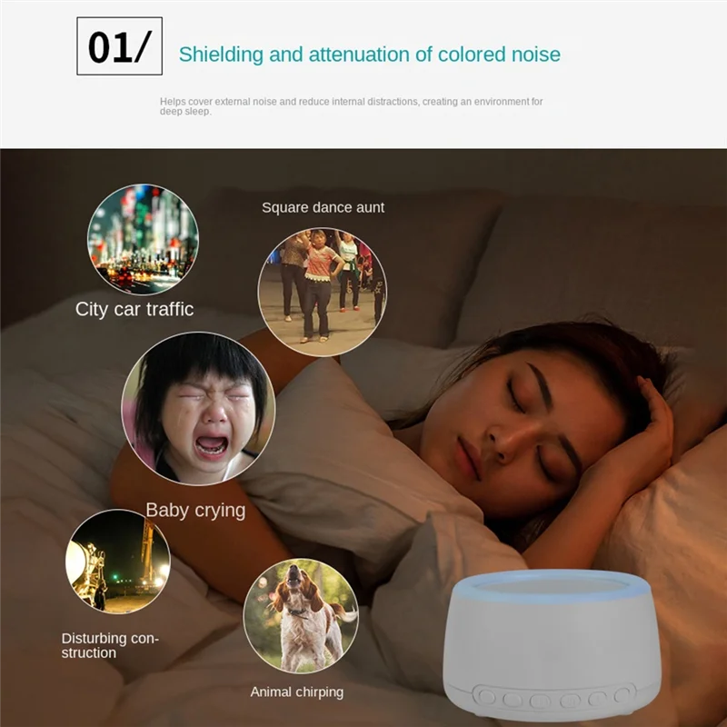 Y45A-White Noise Machine Bluetooth-compatibele luidspreker Oplaadbare timingluidspreker voor volwassen babyslaap