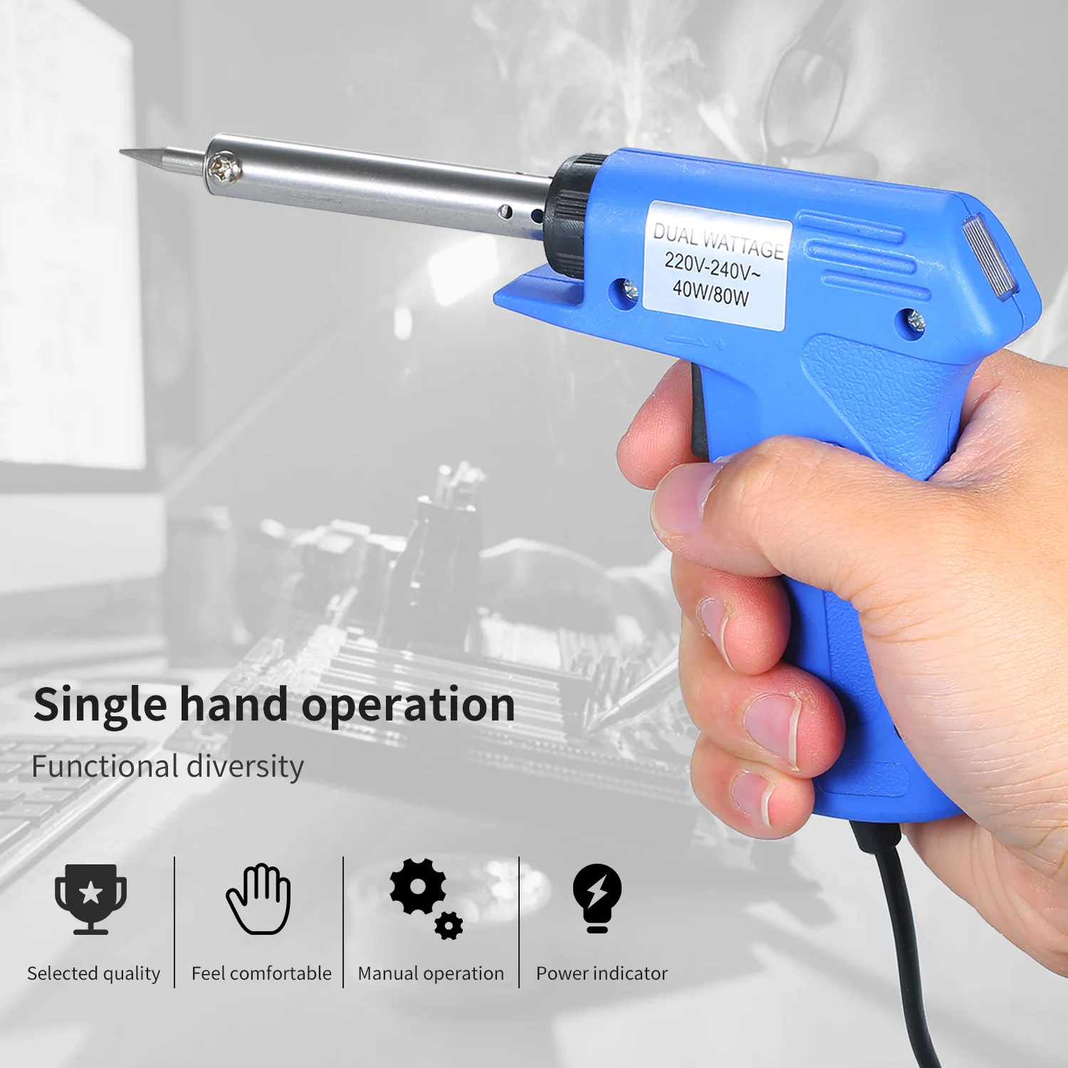 

40W/80W Dual Power Electric Soldering Iron with ABS Flame Retardant Shell, Fast Heating & Adjustable Temp for DIY Repair