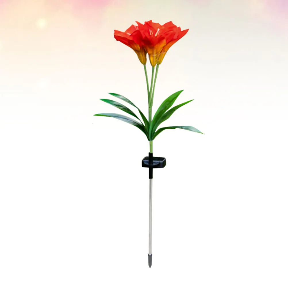 ソーラー-led-フラワーライト屋外庭園景観照明防水庭通路芝生装飾用ユリの形オレンジ-3