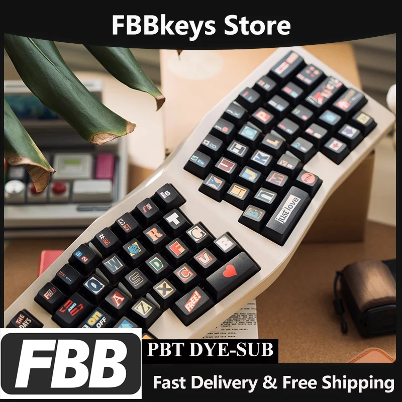 

Наклейки на колпачки для клавиш FBB, тема PBT для профиля Cherry, механические колпачки для клавиш MX Switch, персонализированные аксессуары, толщина 1,7 мм