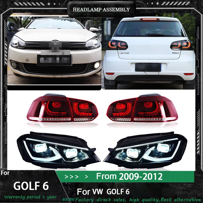 

Автомобильный фонарь + задний фонарь для VW Golf 6 MK 6, фара 08-2013, светодиодный проектор, дневные ходовые огни, автомобильные аксессуары