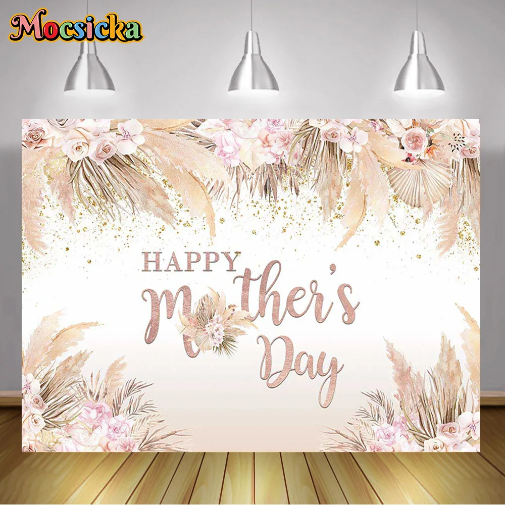 

Mocsicka Happy Mother's Day Mom Birthday Photography Backdrop Roses Florals Props Party Decoration Portrait Photographic Studio