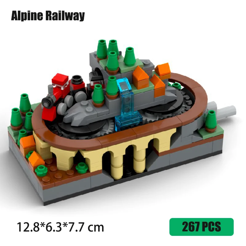 

Assembly Building Blocks Toys,Hand Crank Movable Mini Country Track Train Scene, Metro Railway, Alpine Railway,Christmas Gift